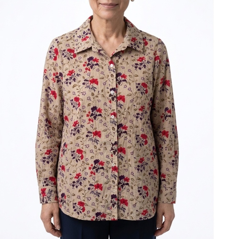 Just My Style Women's Floral Button Down Blouse Multicolor Size 1x